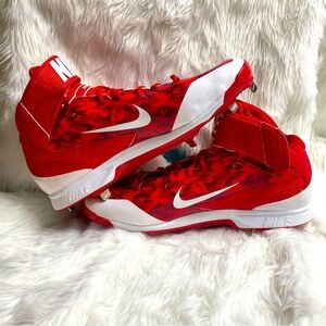 Nike Air Huarache Pro Mid Metal Red/White Baseball Cleats Men's Size 14